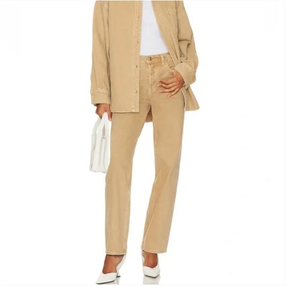 GRLFRND Bella Low Rise Boyfriend Jeans in Sandstone Tan Sz 28 NWT $245 {D38} - Picture 1 of 3